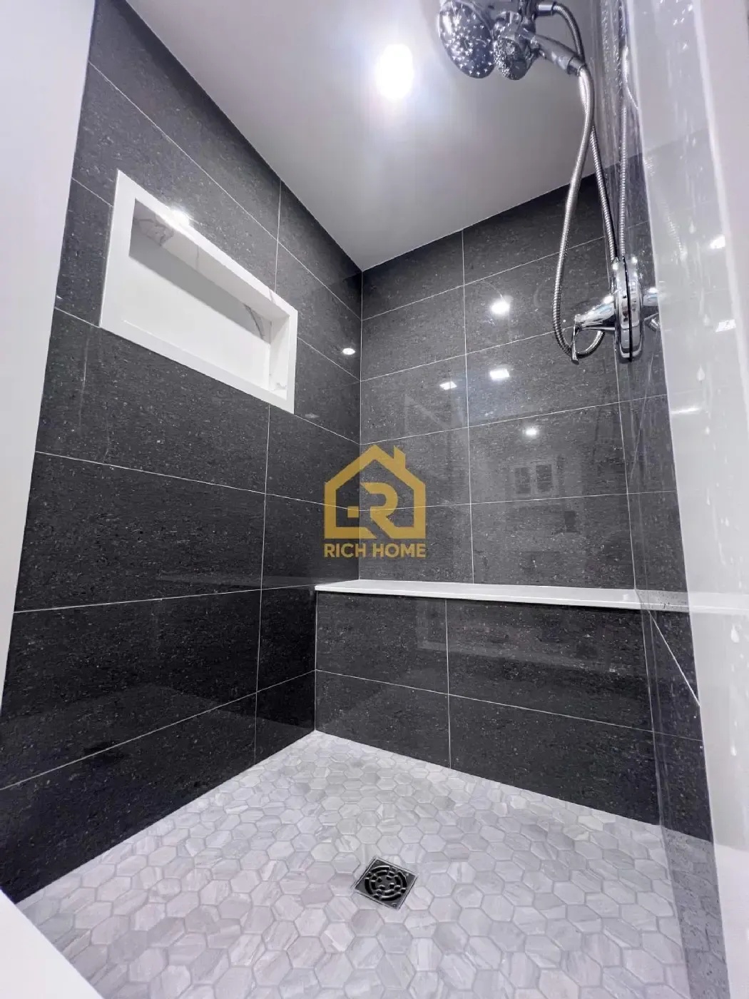 built in shower bench