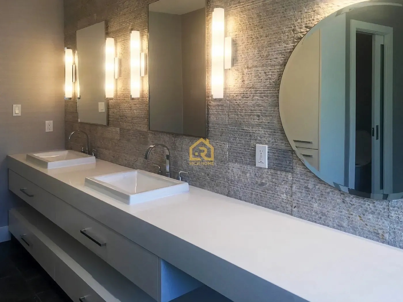 master bathroom accent wall