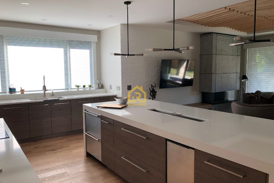open kitchen design zoning storage flooring upgrades