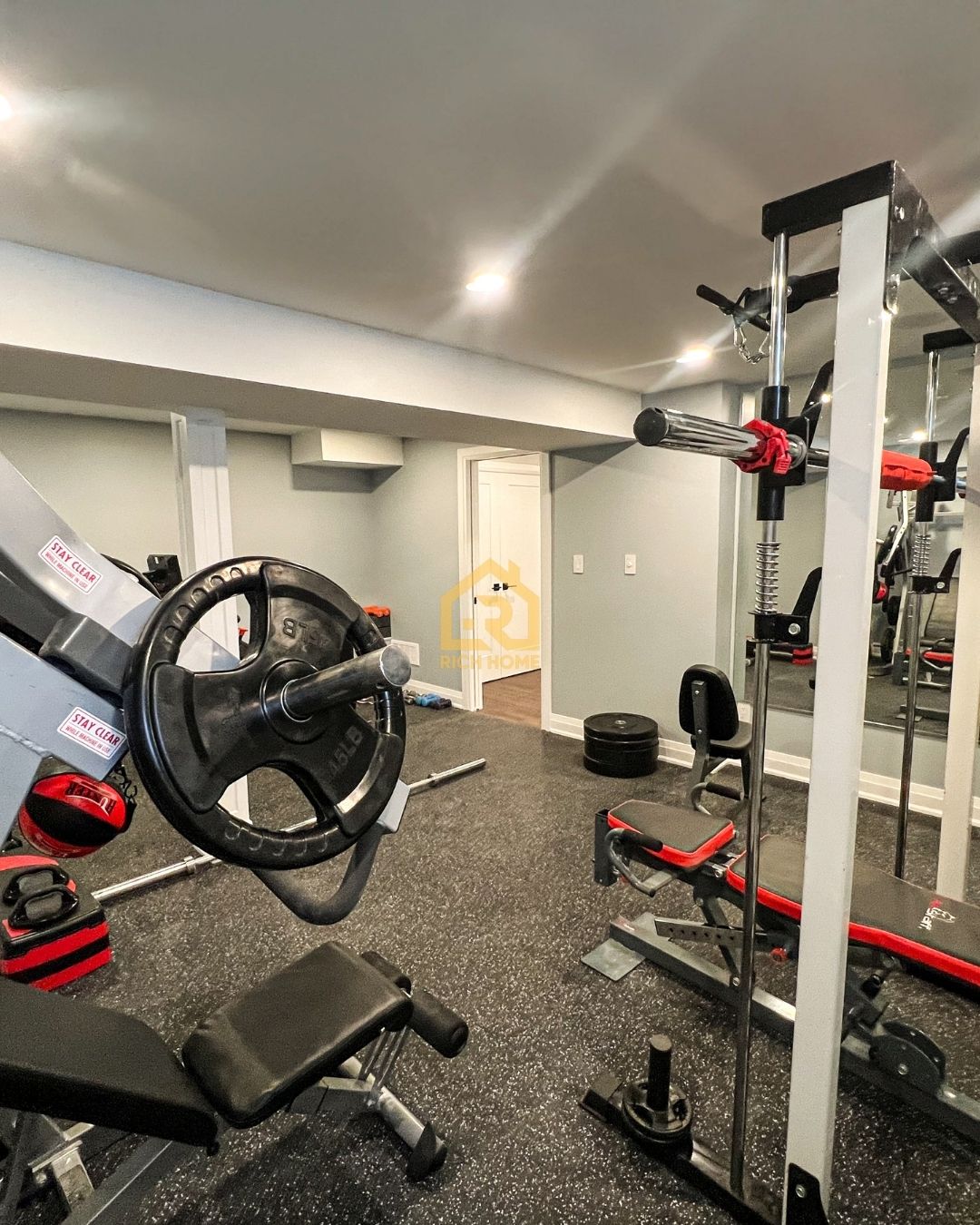home gym renovation with rubber flooring