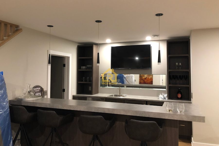 custom basement wet bar installation