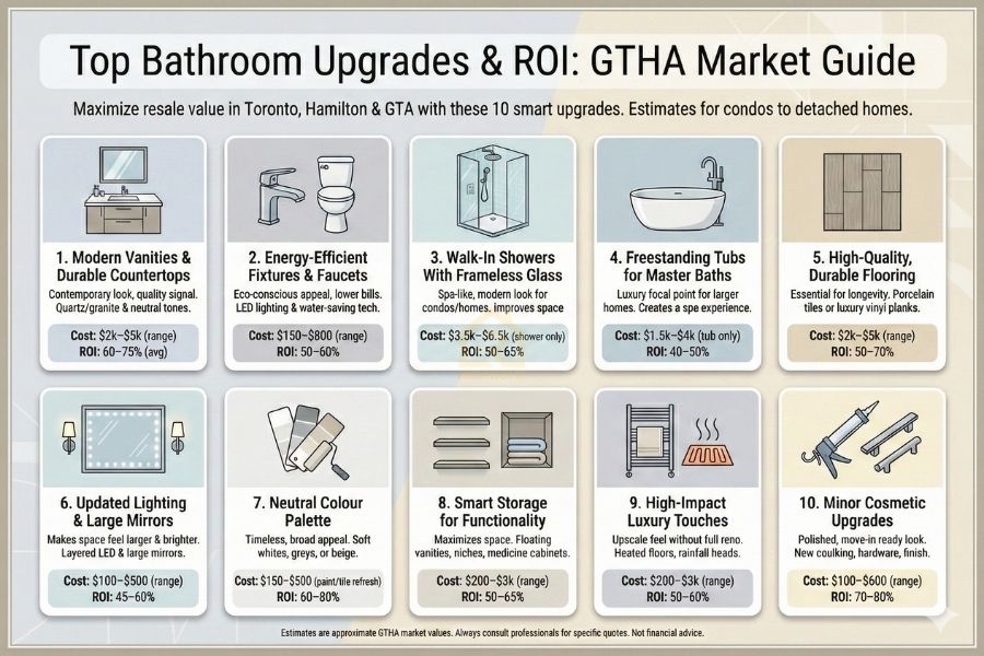 bathroom upgrades infographic top 10 roi gtha